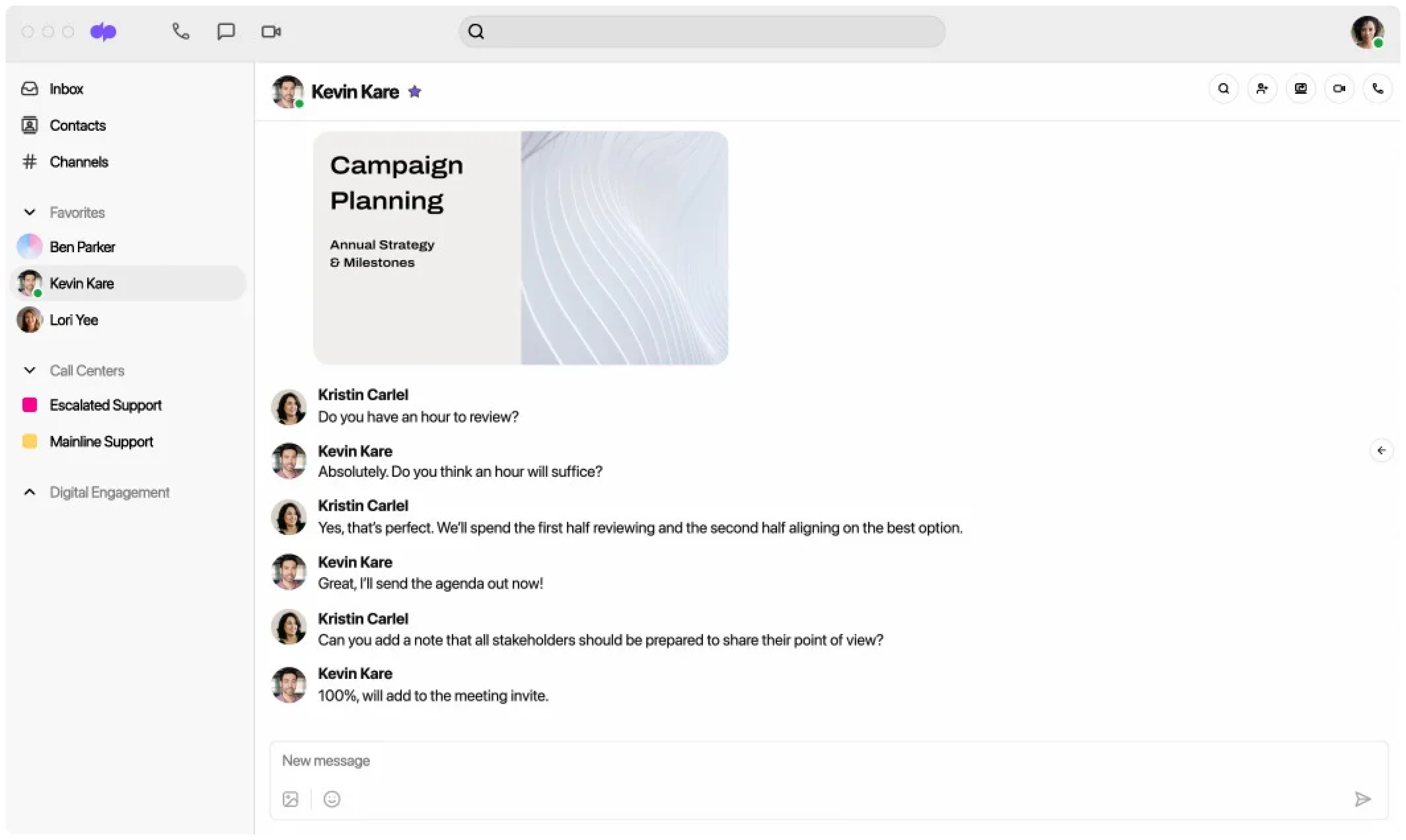 Dialpad messenger product interface
