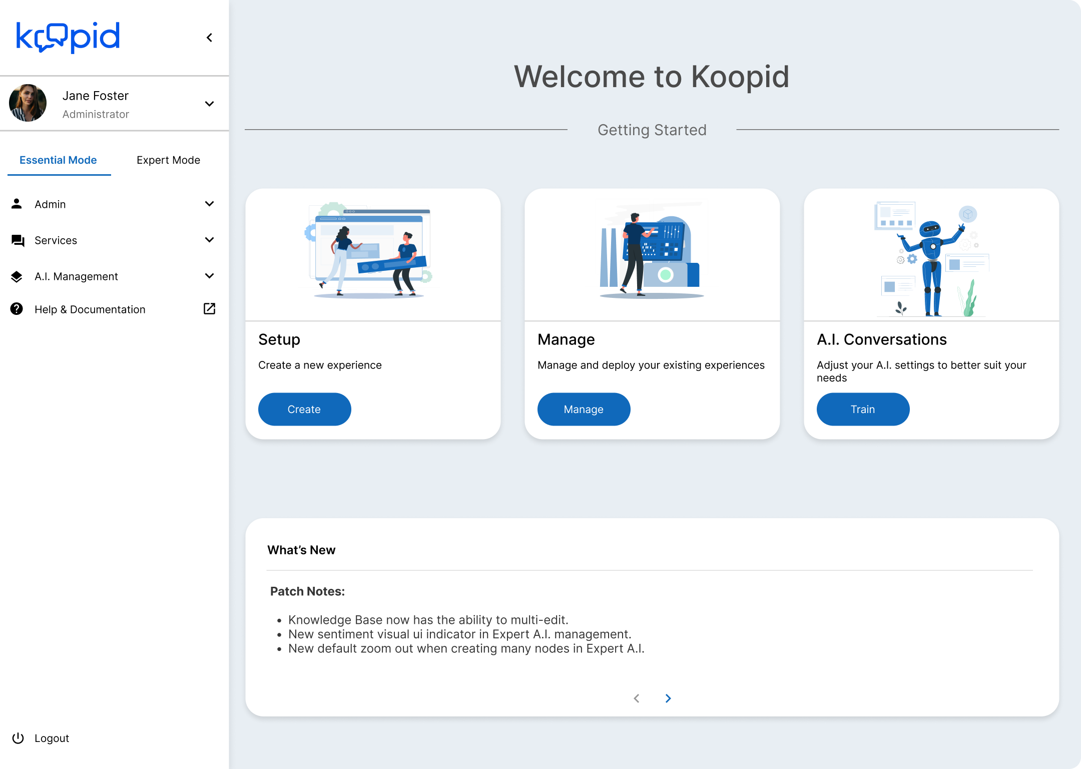 Koopid administration portal